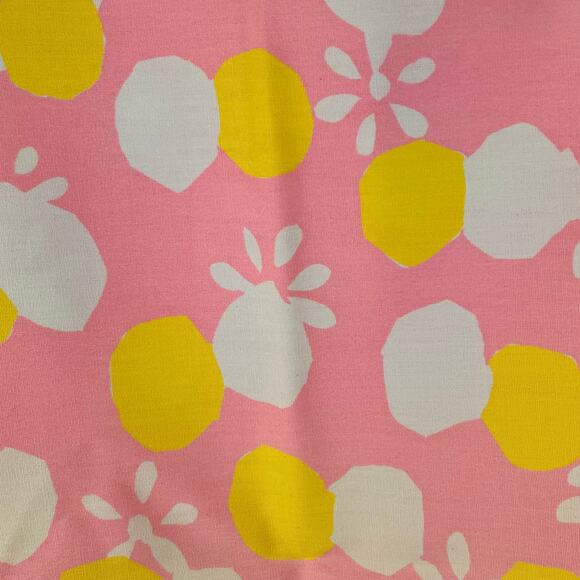 Klopman Mills Fabric 1970s Mod Floral Pink Yellow Cotton 1.27 Yards - Picture 5 of 6